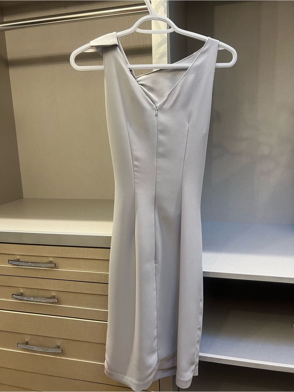 Reiss One-Shoulder Knot-Drape Dress in Light Gray - Picture 2 of 4